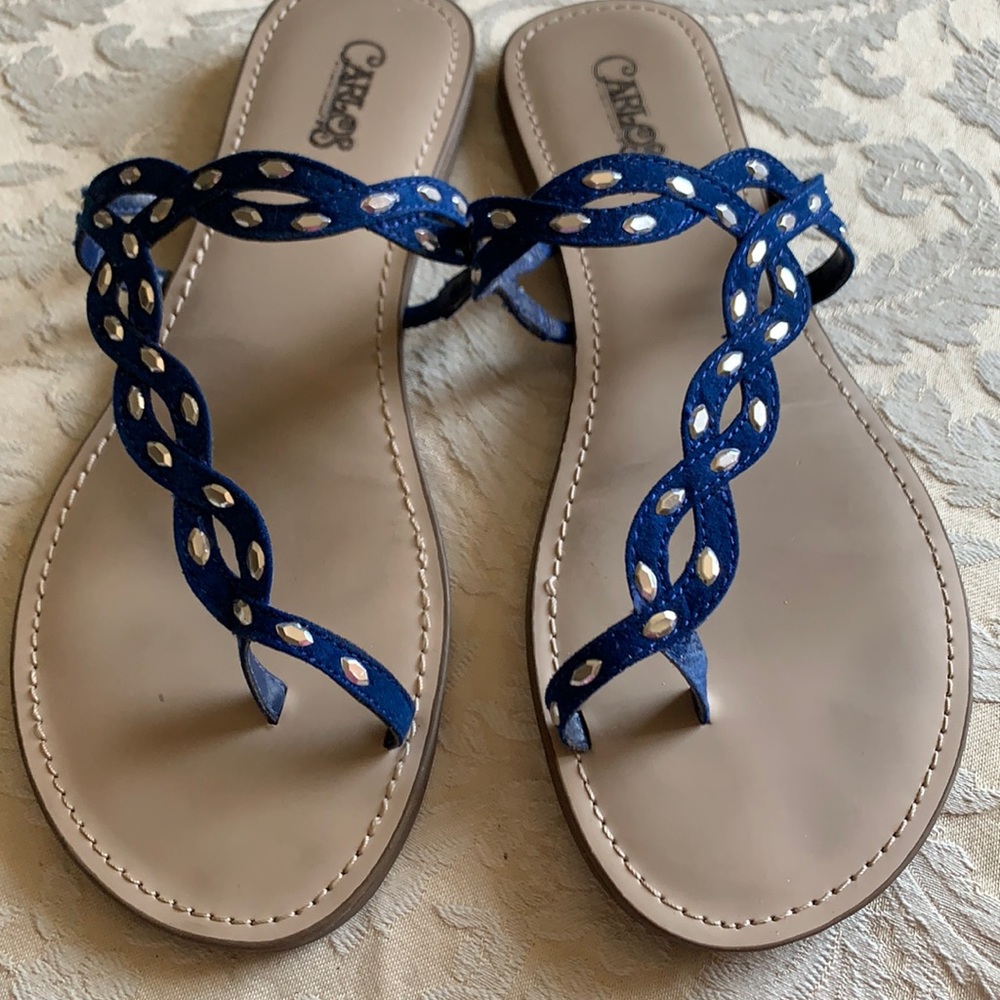 Carlos Santana blue sandle silver embellishments.